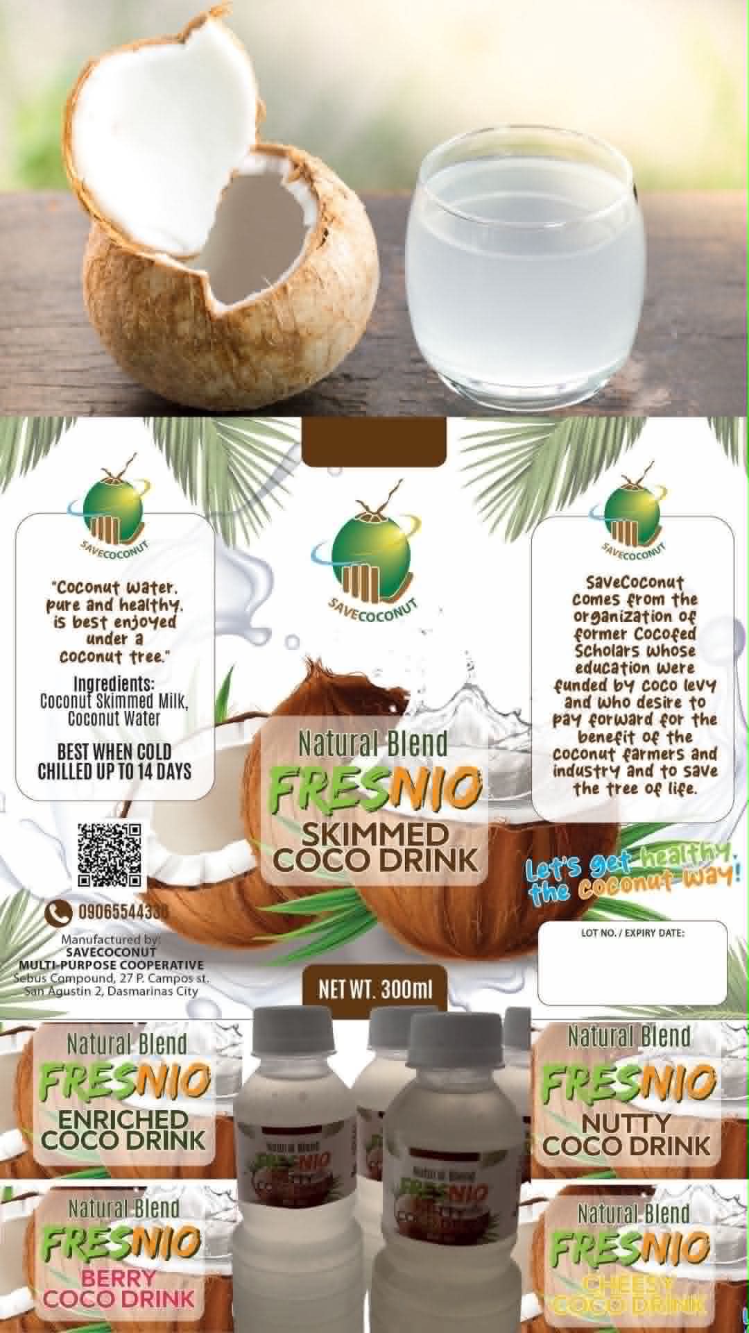 Fresnio natural blend coconut drinks — Skimmed, Enriched, Nutty, Berry and Cheesy Coco Drink